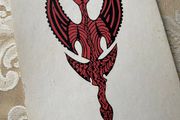 Vintage silk screen on board of symbol
