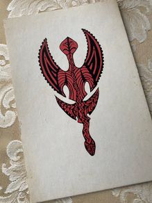 Vintage silk screen on board of symbol