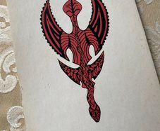 Vintage silk screen on board of symbol