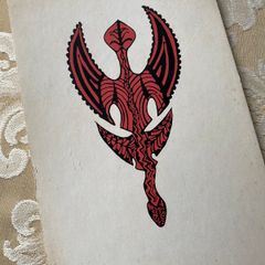Vintage silk screen on board of symbol