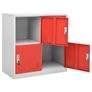 Locker Cabinet Light Grey and Red 90x45x92.5 cm Steel Image 3
