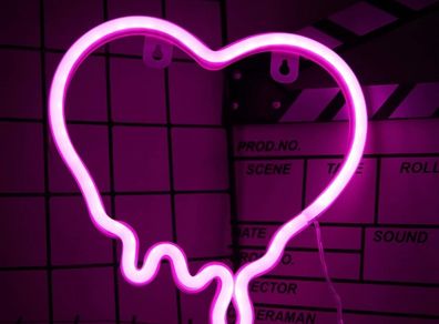 Heart Neon Signs, Pink Heart Neon Lamp Pink LED Neon Lights Night Light