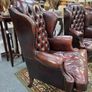 Pair of Vintage Leather Wingback Chairs  Classic Chesterfield Style Image 2