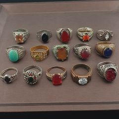 Antique Brass Ring Collection Lot of 15 Handmade Mixed Rings