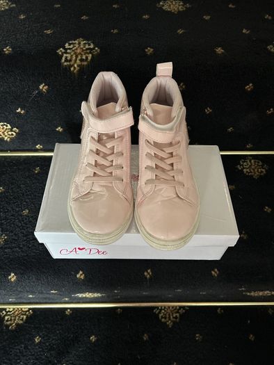 A Dee baby pink and gold heart high tops eu 32 uk 13