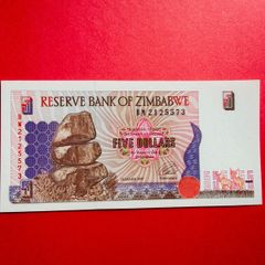 Zimbabwe  5 Dollars  1997  Verified Under Uv Light.  ( Uncirculated )