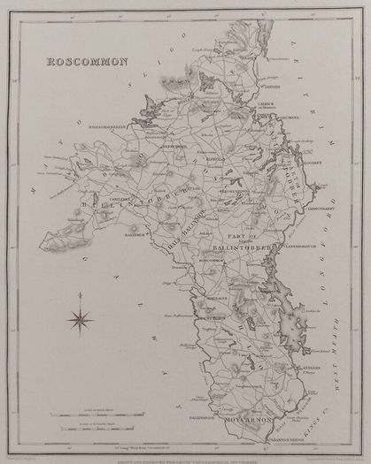 Roscommon 1837 Antique Map Including Baronies