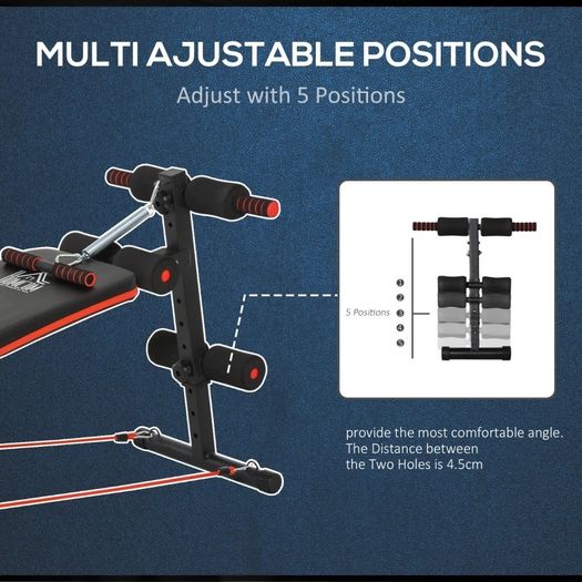Steel Foldable Home Core Workout Bench Red/Black (FREE SHIPPING)