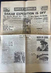 Original Daily Herald Newspaper- 1940 Wartime Edition