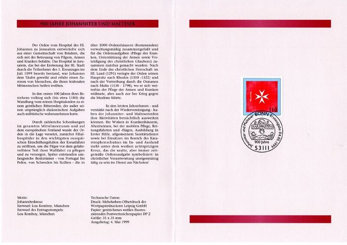 1999 Bundes Republic Deutschland (Germany) Federal Annual Stamp EFT Collection with 42 images of contents