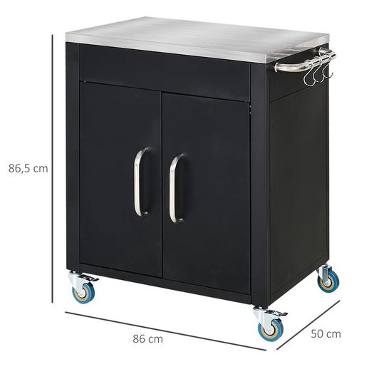 Black Metal Kitchen Island on Wheels