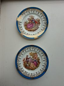 Antique pair of  Limogues ceramic plates