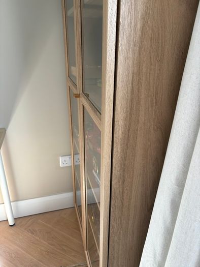 BILLY / OXBERG Bookcase with glass doors, oak effect
