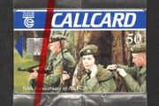 1996 Ireland 50 unit 50th anniversary of An Forsa Cosanta Aitiuil (An F.C.A), the 2nd line reserve of the Defense Forces (Schlumberger SC7) Call Card Mint in packaging