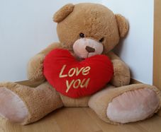 Large Teddy holding a heart