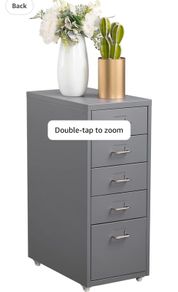 5-Drawer Mobile File Cabinet Office Filing Cabinets Under Desk Rolling Filing Organizer Metal Storage Cabinet with Casters for Home and Office Grey