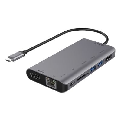 Deltaco USBC-HDMI19 USB-C to HDMI adapter - DisplayPort, USB, RJ45, SD - 3840x2160 30 Hz - Spacegray