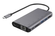 Deltaco USBC-HDMI19 USB-C to HDMI adapter - DisplayPort, USB, RJ45, SD - 3840x2160 30 Hz - Spacegray