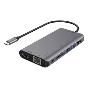 Deltaco USBC-HDMI19 USB-C to HDMI adapter - DisplayPort, USB, RJ45, SD - 3840x2160 30 Hz - Spacegray