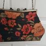 Vintage 1970s Ladies Floral Bag black, pink and orange Image 5