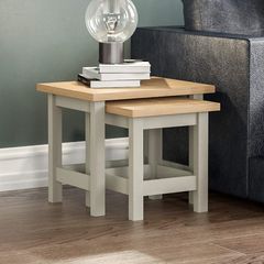 Arlington Nest of Tables, Engineered Wood, Grey & Oak, H 40 x W 36 x D 39 cm