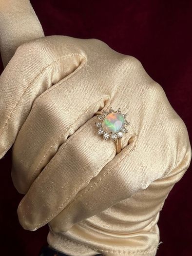 Diamond Ethiopian Opal & Lab-Grown Diamond Ring