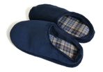 Navy Blue Fleece Slippers with Tartan Inner Lining - Size Medium 9/10