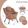 Armchair with Footstool, Lazy Chair with Ottoman Leisure Accent Chair Relax Lounge Chair with Armrests & Side Pocket for Living Room, Bedroom & Small Spaces Armchair, Plush Brown Image 6