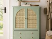 Stylish Entrance Cabinet Shoe Cabinet Storage  SideboardPoly Rattan Design, Adjustable Shelves, and Easy Assembly