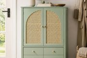 Stylish Entrance Cabinet Shoe Cabinet Storage  SideboardPoly Rattan Design, Adjustable Shelves, and Easy Assembly