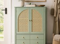 main image for ad Stylish Entrance Cabinet Shoe Cabinet Storage  SideboardPoly Rattan Design, Adjustable Shelves, and Easy Assembly