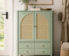 Stylish Entrance Cabinet Shoe Cabinet Storage  SideboardPoly Rattan Design, Adjustable Shelves, and Easy Assembly