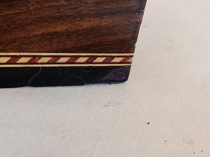 Vintage Spanish Lacquered Inlay Marquetry Mosaic Storage Box
