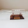 Nautical decor / Vintage glass ship in a glass bottle Spanish Galleon + 3D captain plaque Image 2