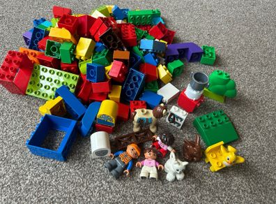 duplo blocks, animals and people