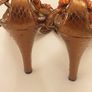 "NINE WEST", Ladies Gold Metallic, colour beaded strapped high heels in good condition Image 4