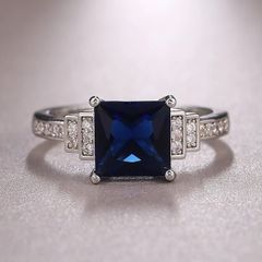 Vintage Style Sapphire Stone Crystal Silver Ring