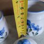 Vintage 1990s small hand-painted blue floral ceramic creamer and sugar bowl set with lid flower 90s Image 3