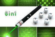 5mW 6in1 Green Ray Beam Laser Pointer Pen Star Caps Kaleidoscope Laser
