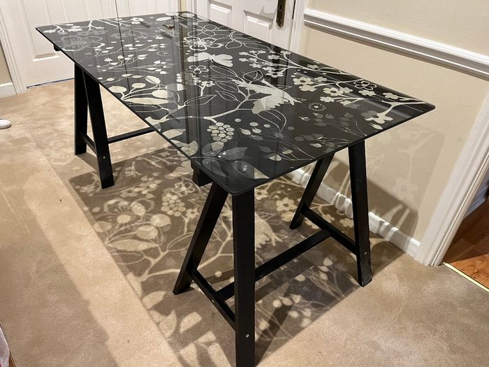 IKEA Desk Glass Trestle Table