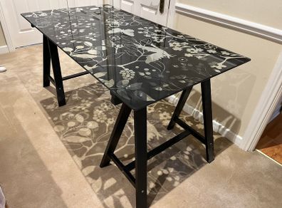 IKEA Desk Glass Trestle Table