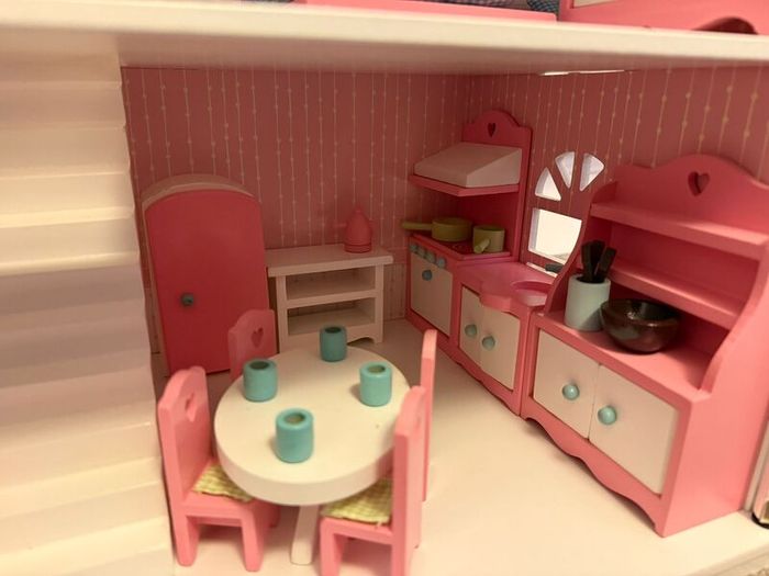Wooden Dolls House, Car and Playground Set