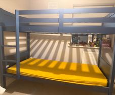 New Harvey Norman Bunk Bed (Teal/Blue) + Brand New Mattress