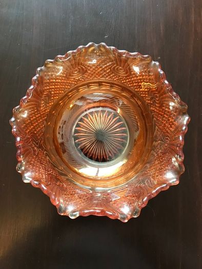 Vintage Depression Orange Fluted bowl and Jug