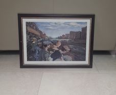 Vintage framed print of Jack B Yeats Liffey Swim