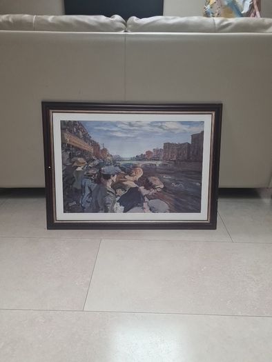 Vintage framed print of Jack B Yeats Liffey Swim