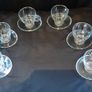 6 Glass Cups with Oval Saucers Image 2