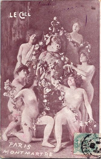 1907  Le Ciel Cabaret Paris Montmartre France Pig Nymphs Postcard DB Risque