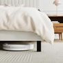 4ft6 Double Bed Frame, Upholstered Platform Bed with Adjustable Velvet Headboard, Sturdy Wooden Slats, Silent Design, No Spring Mattress Required, Easy Assembly Beige,Double Image 6