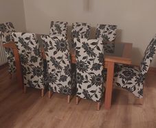 8 Black & White Fabric Dining Chairs